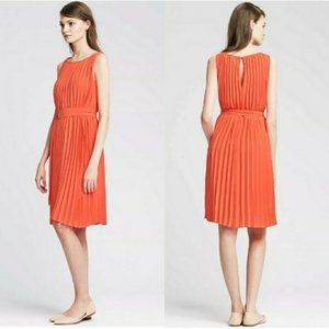 BANANA REPUBLIC Orange Pleated Dress Size 0 Petite